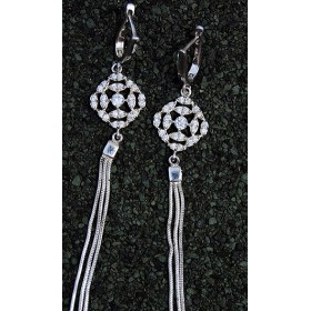  Tassle Bali Diamond Sterling Silver Dangler Earrings